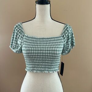White & green crop top